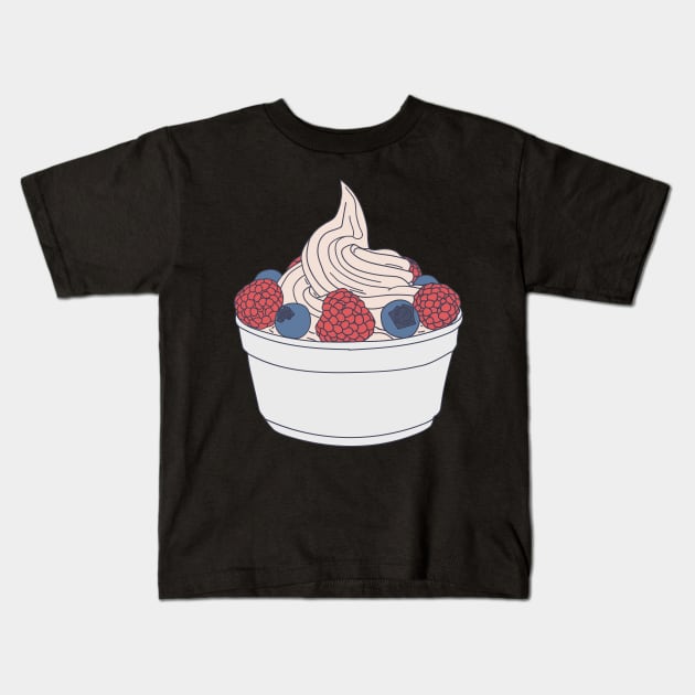 Frozen Yogurt - Berry Topped Vanilla Fro Yo Kids T-Shirt by DeWinnes